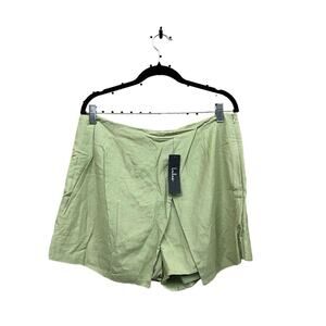 NWT LULUS Linen Green Skort Women’s Size XL High Waisted Mini Skirt